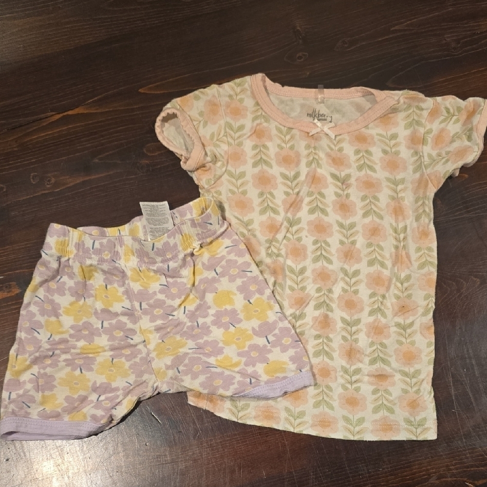 Milkberry Pajamas 2-Piece Floral Short Set Size 18M